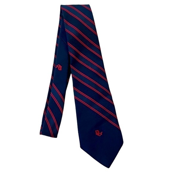 DIOR Vintage Luxury Navy & Red Striped Men’s Tie 56”L - Picture 1 of 6